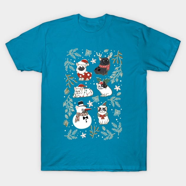 Christmas French Bulldog T-Shirt by huebucket